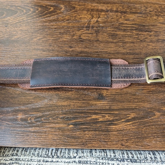 Dark Brown Leather Canvas Replacement Crossbody Messenger Adjustable Strap - Picture 9 of 11